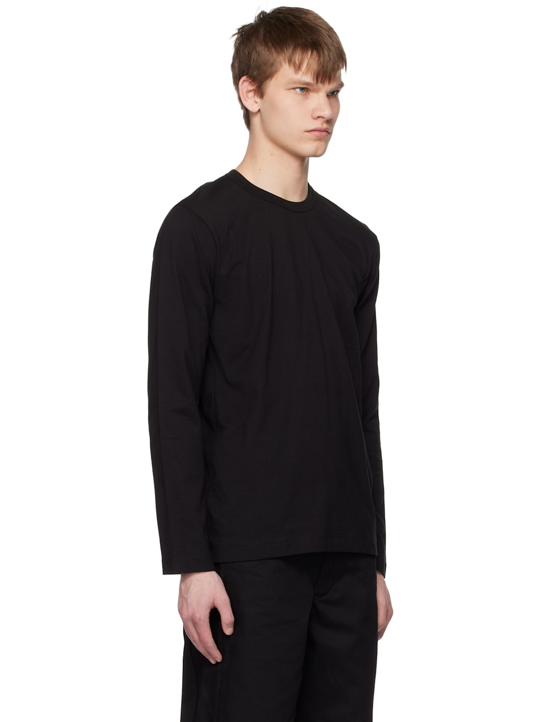 Black Crewneck Long Sleeve T-Shirt - 2