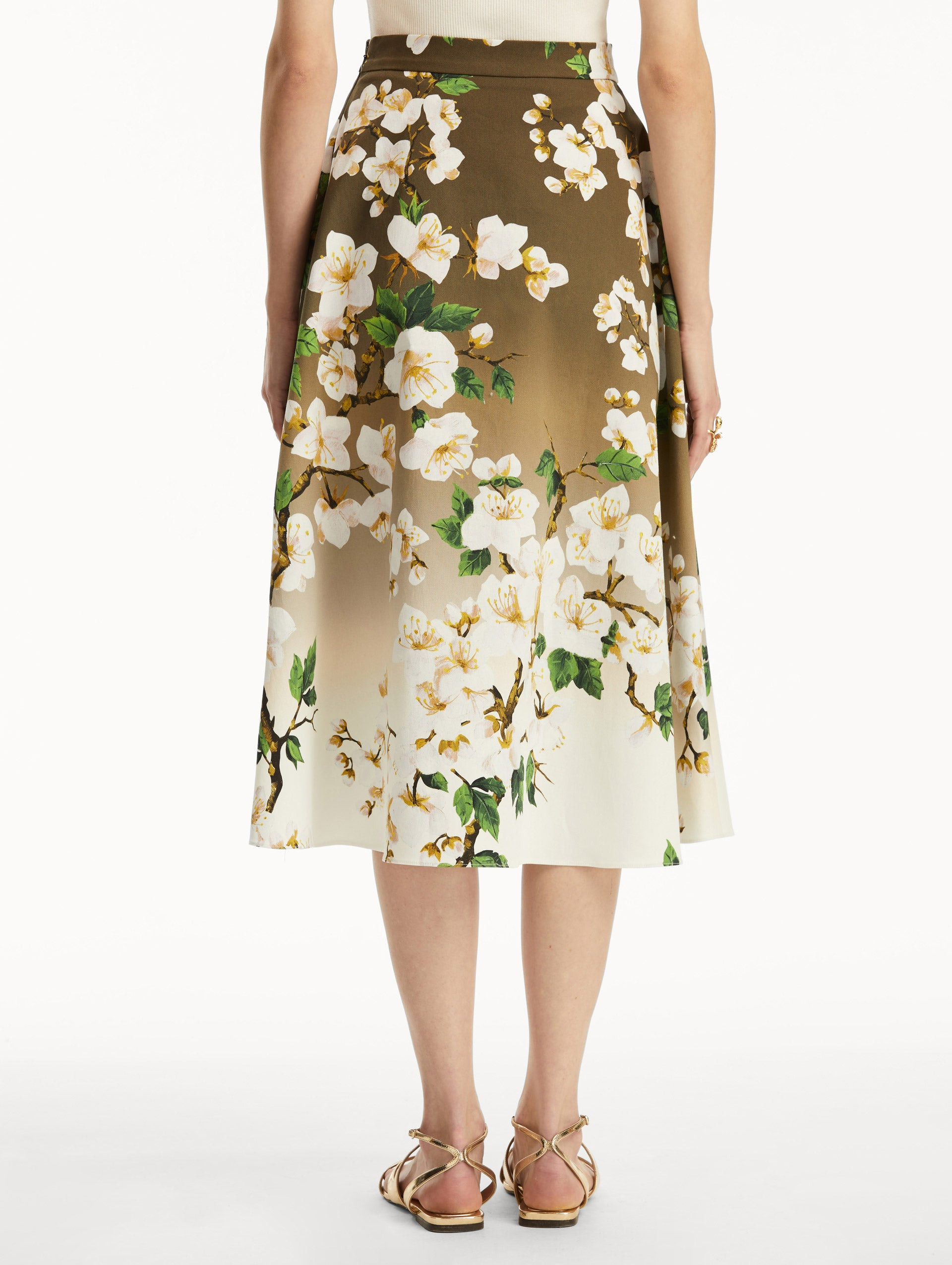 OMBRÉ CHERRY BLOSSOM COTTON POPLIN SKIRT - 4