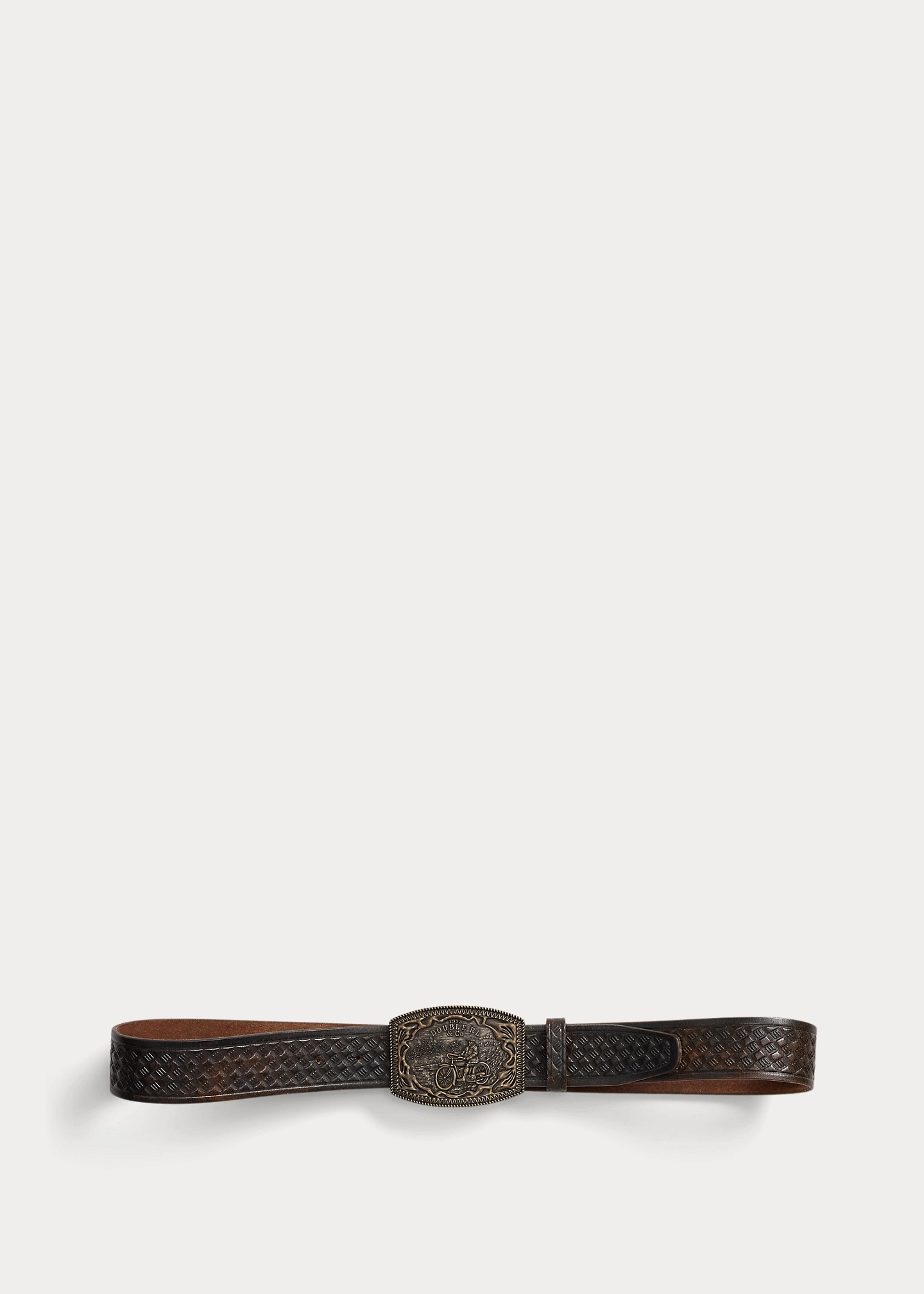 Basket-Weave-Embossed Leather Belt - 2