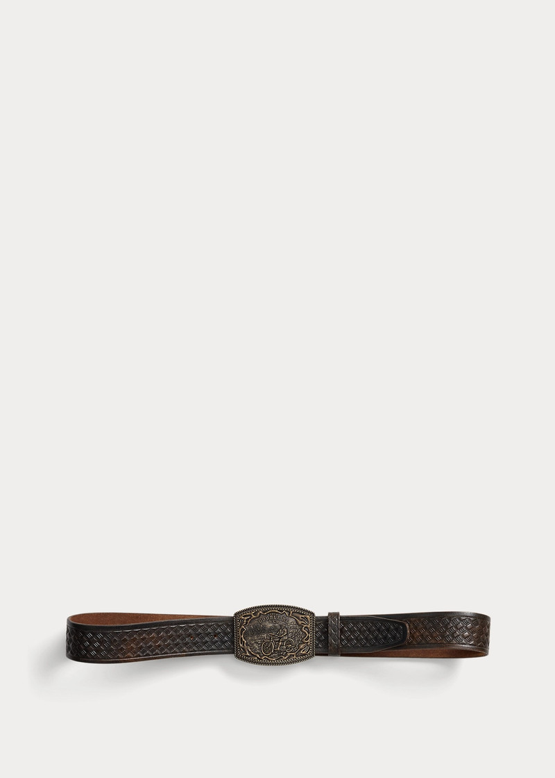 RRL by Ralph Lauren Basket-Weave-Embossed Leather Belt outlook