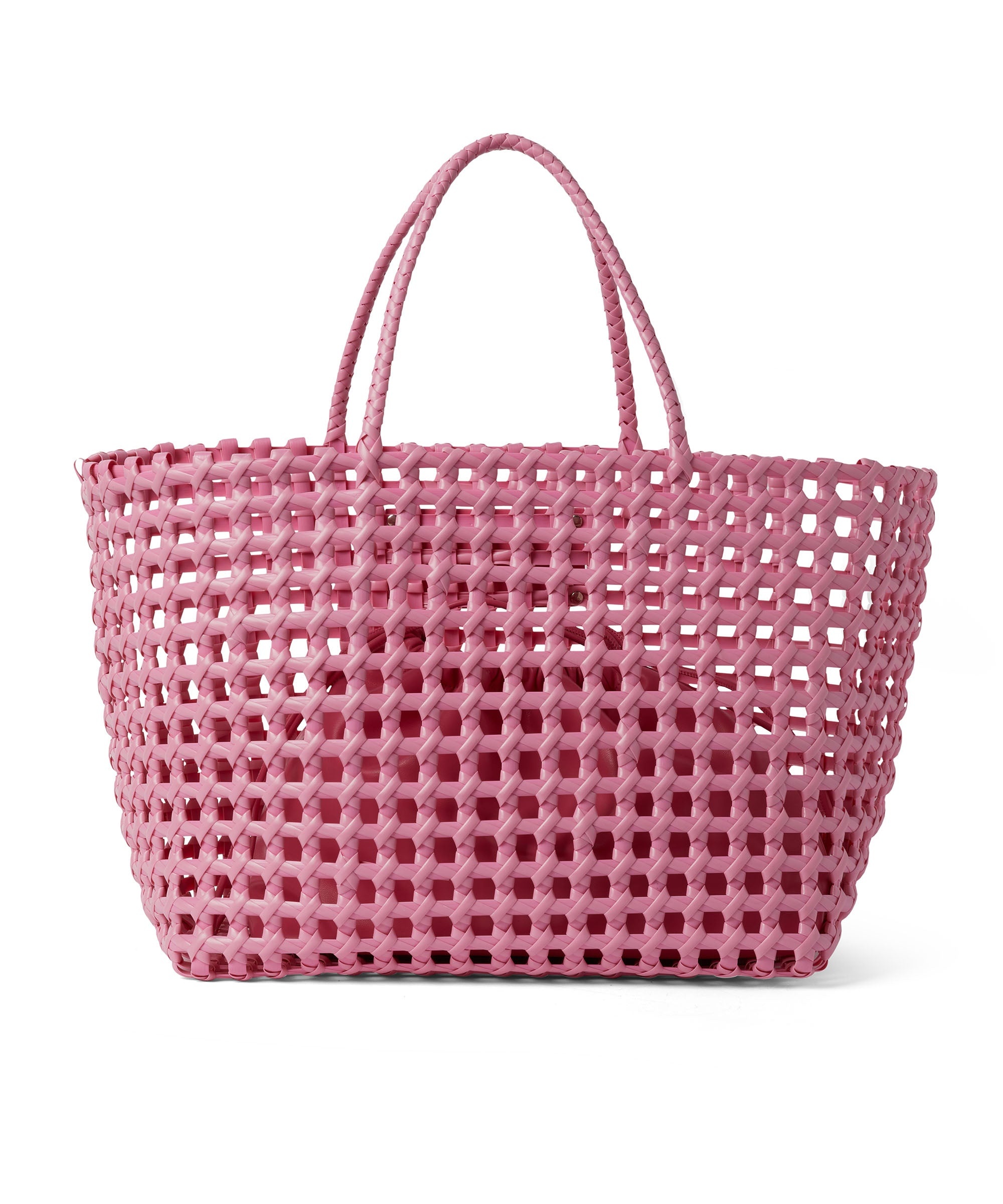 Faux leather basket net bag with accompanying mini pouch - 2