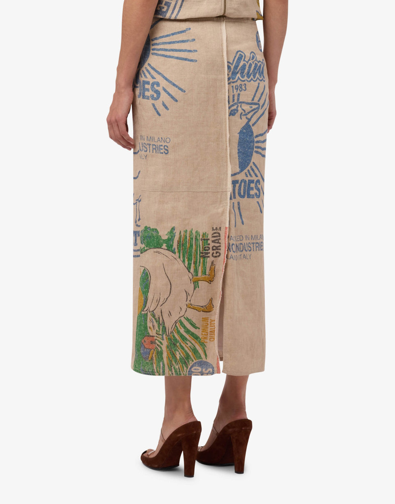 Moschino PRINTED LINEN AND STRAW SKIRT outlook