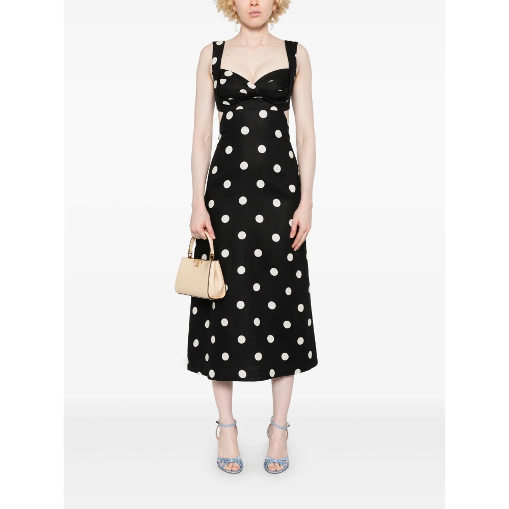 【Zimmermann】Crush polka-dot linen midi dress Zimmermann Crush cutout pleated polka-dot linen midi dress