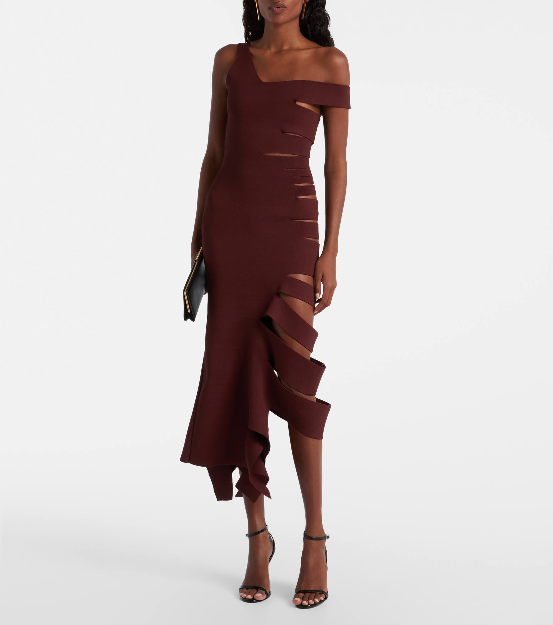 Asymmetric cut-out midi dress - 2
