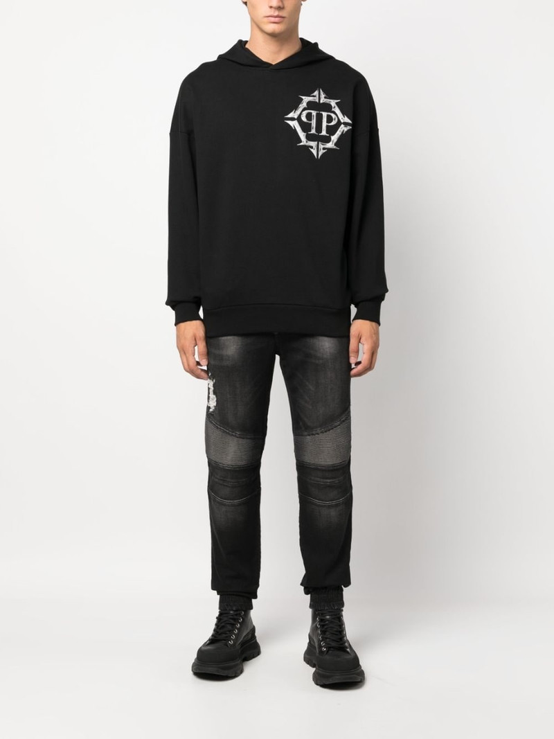 PHILIPP PLEIN drawstring-waist tapered jeans outlook