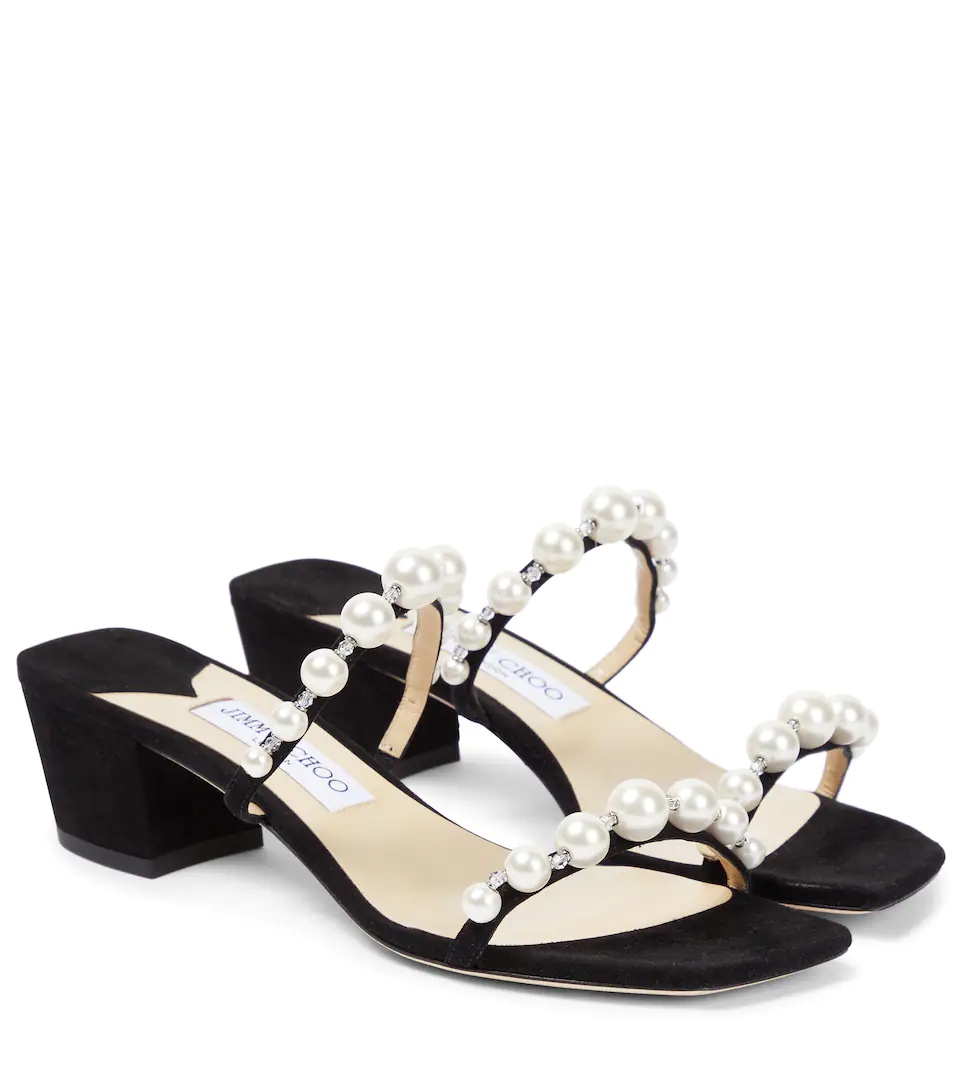 Amara 45 embellished suede sandals - 1