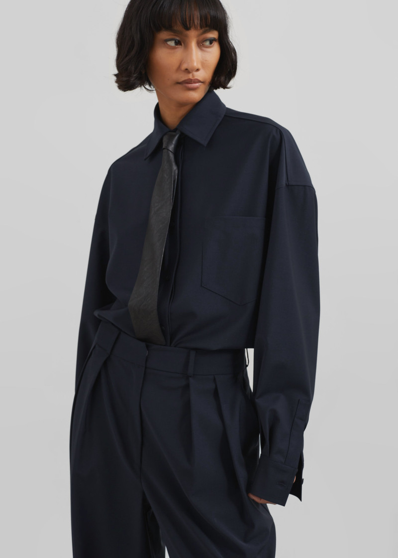 Georgia Wool Blend Shirt - Dark Navy 9