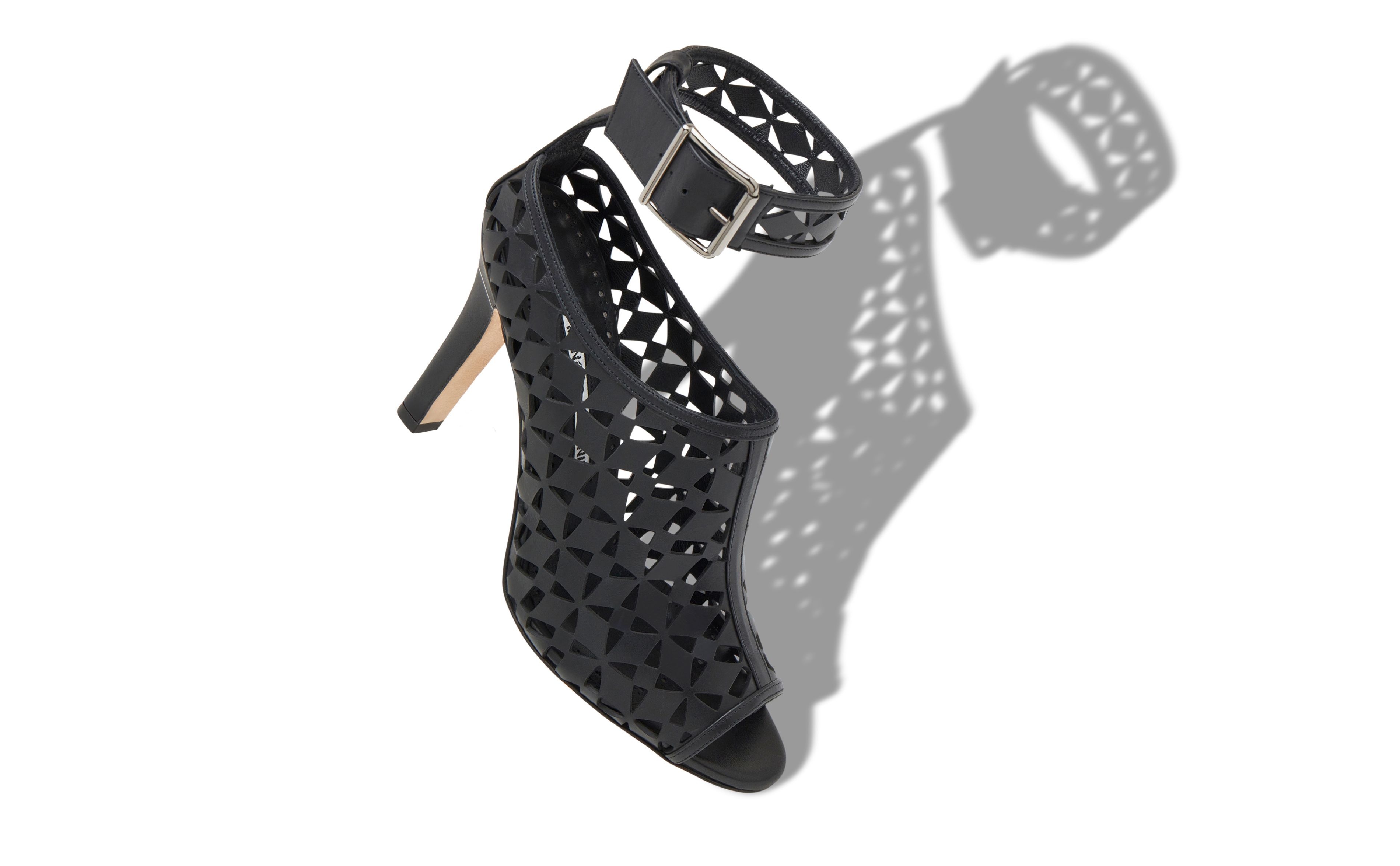 Black Calf Leather Cut Out Pumps - 2