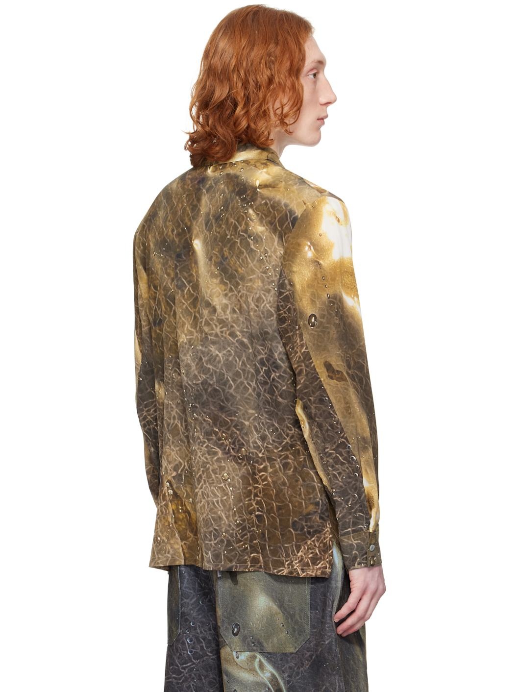 Beige & Brown Golden Hour Silk Shirt - 3