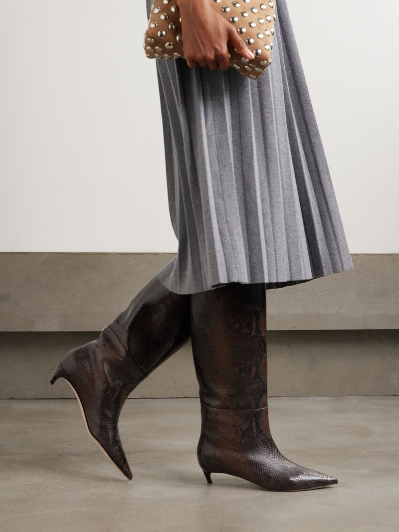 JIMMY CHOO Maxima 35 snake-effect leather knee boots Chocolate outlook