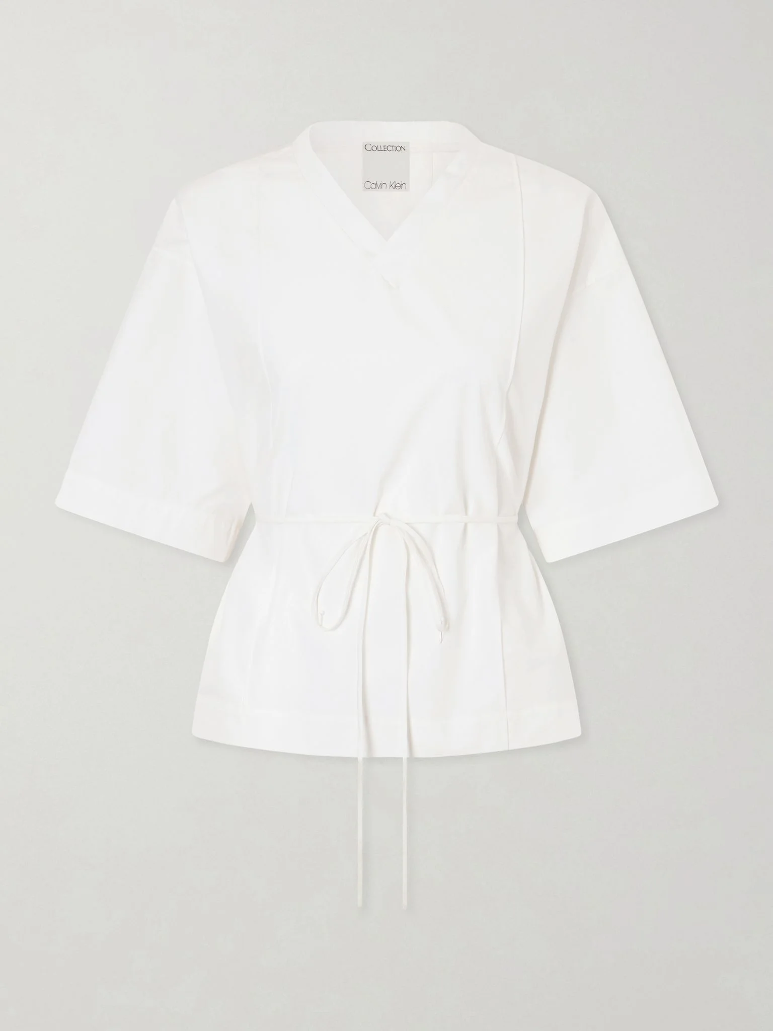 Lynn cotton-poplin wrap blouse Off-white - 1