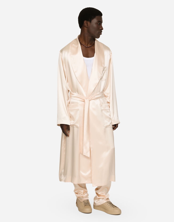 Silk satin robe with metal DG logo - 2