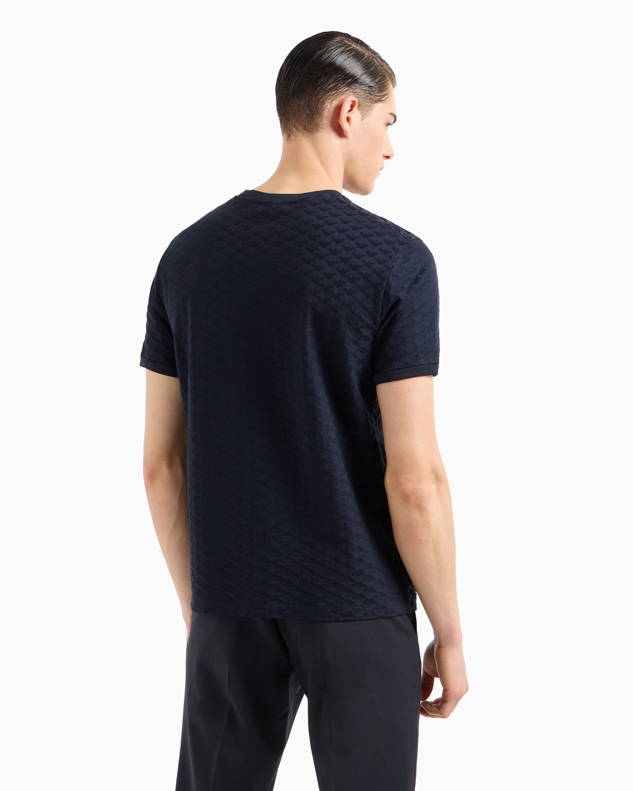 Mercerised-jersey T-shirt with all-over jacquard eagle - 3
