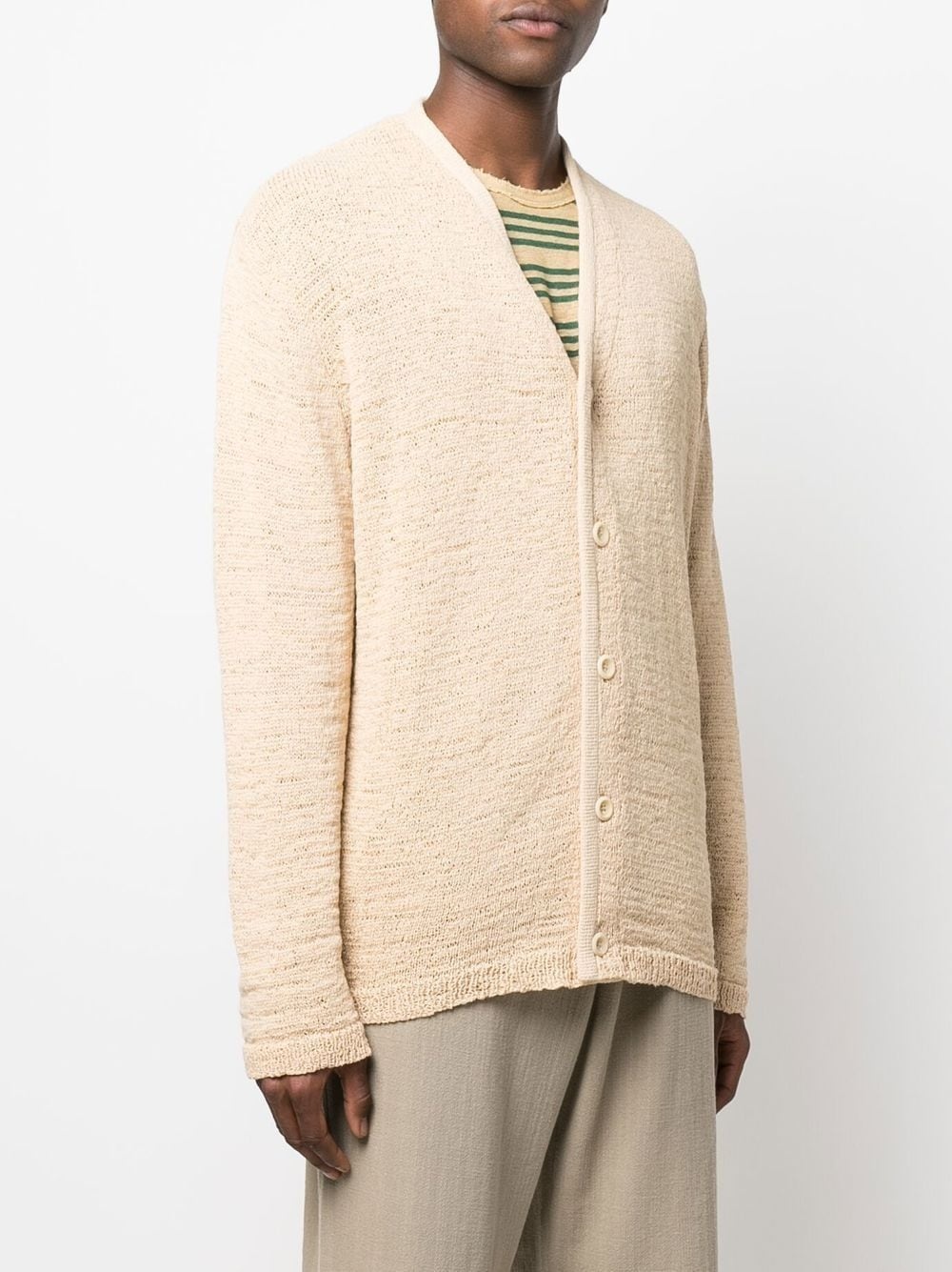 textured-knit V-neck cardigan - 3