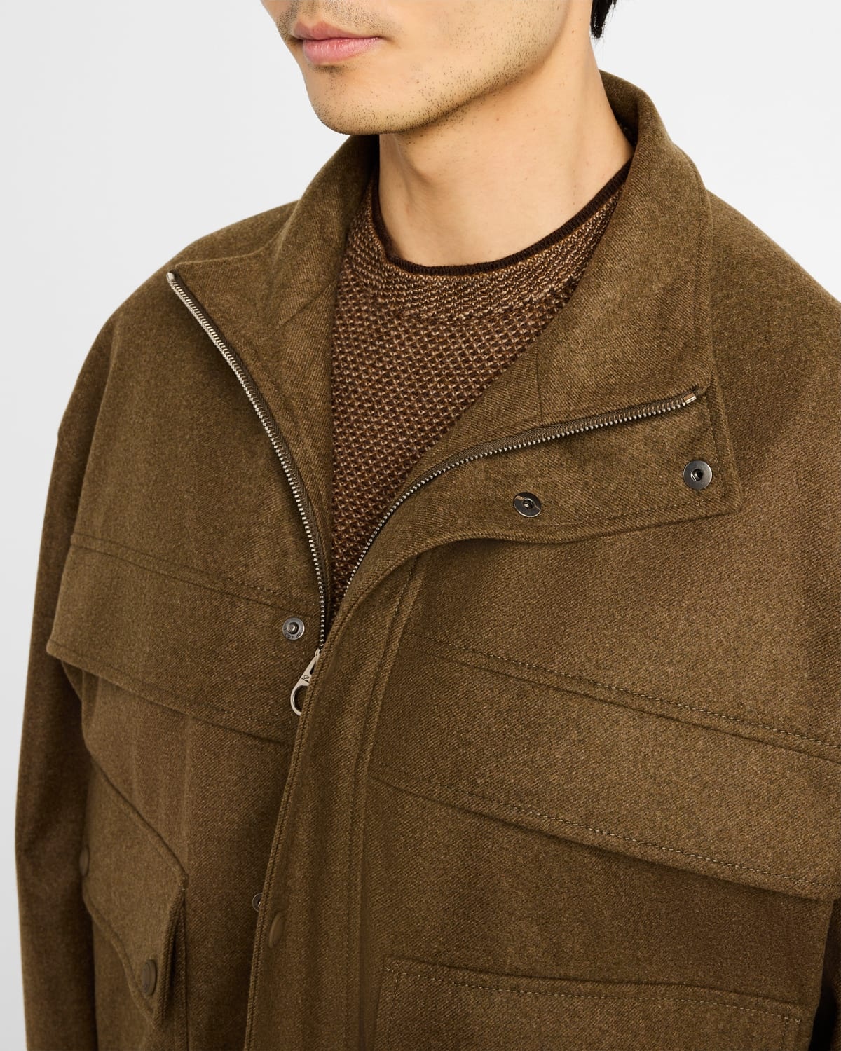 Men's Tristar Wool and Cashmere Bomber Jacket - 5