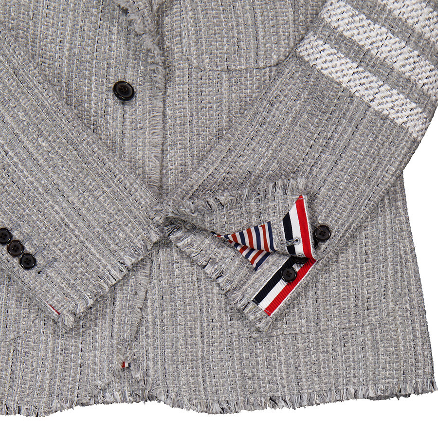 Thom Browne Ladies Tweed Fray 4-Bar Cropped Sack Jacket - 2