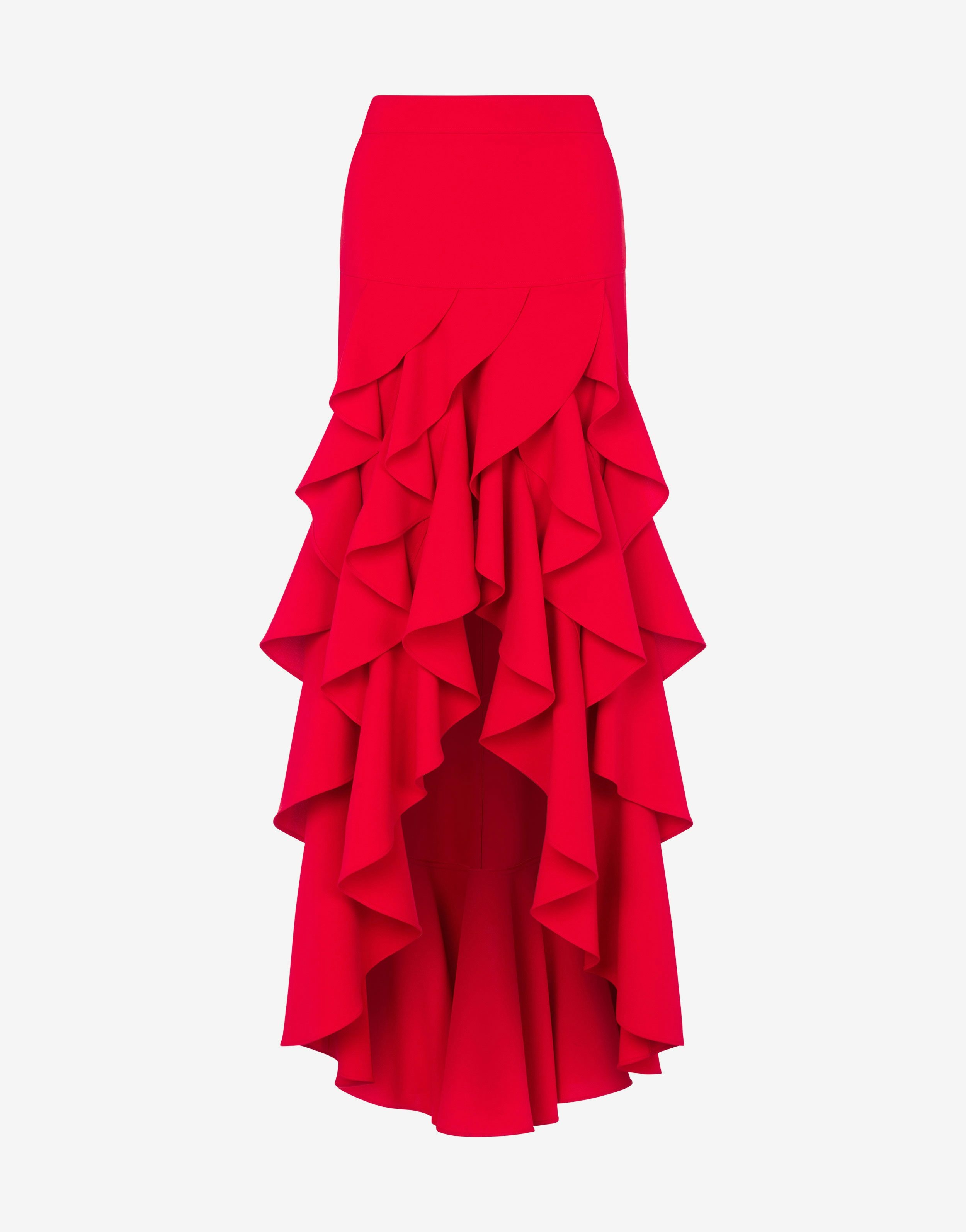 SKIRT IN CREPE WITH RUFFLES - 1