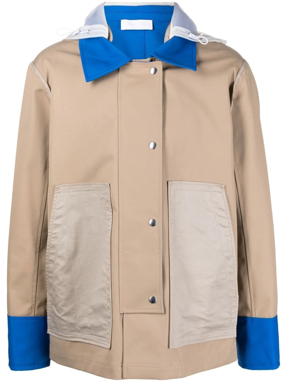 contrasting panel-detail hooded jacket - 1