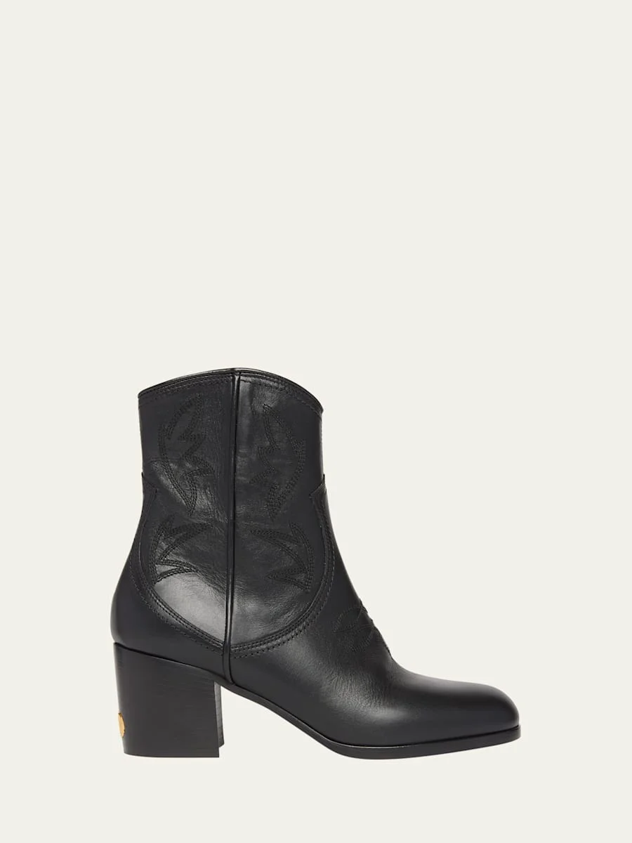 40mm Bard Embroidered Leather Ankle Boots - 1