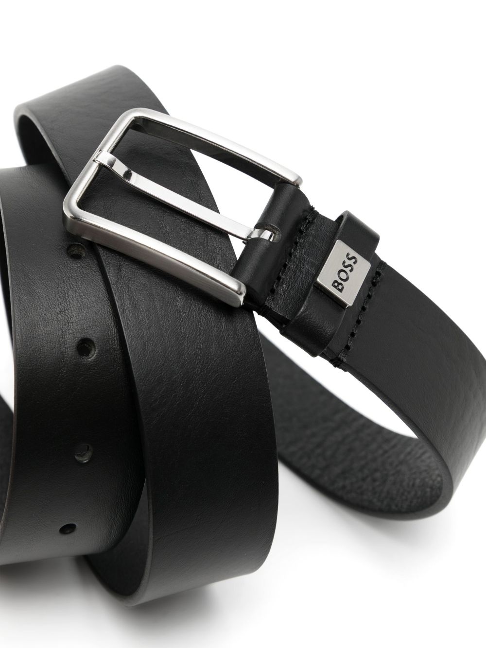 leather logo keeper belt - 2