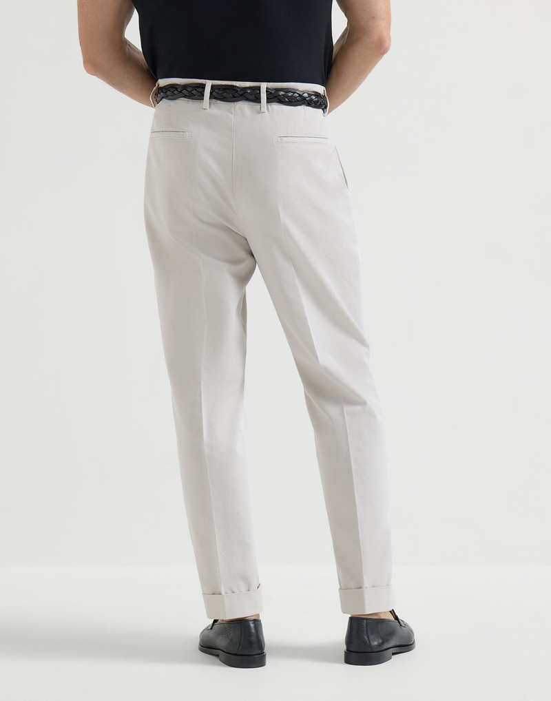 Garment-dyed trousers in twisted cotton gabardine with pleat 3