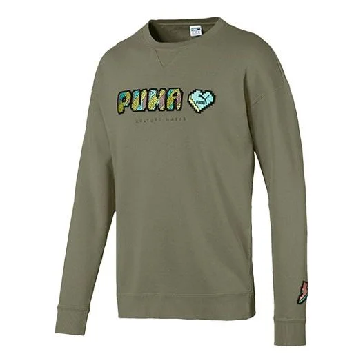 PUMA Alphabet Round Neck Pullover Green 596848-46 - 1