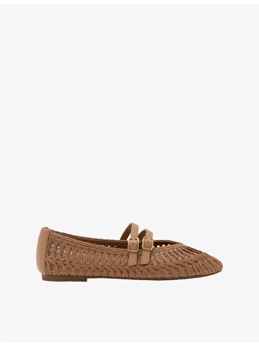 Elizabeth Leather and Raffia Ballet Flats - 1