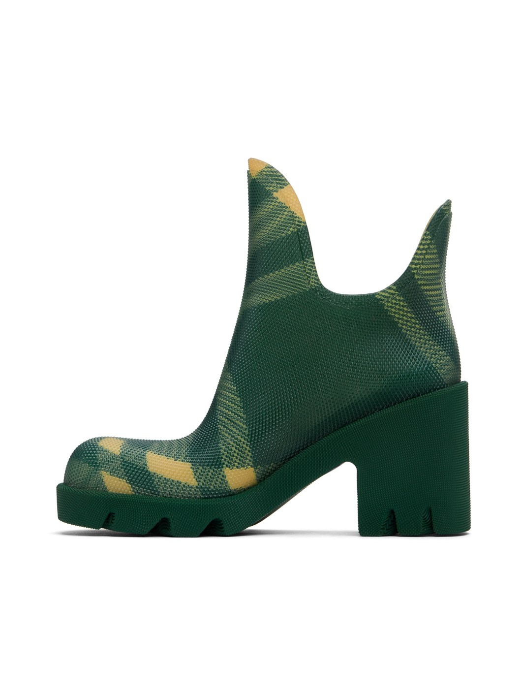 Green Check Rubber Marsh Heel Boots - 3