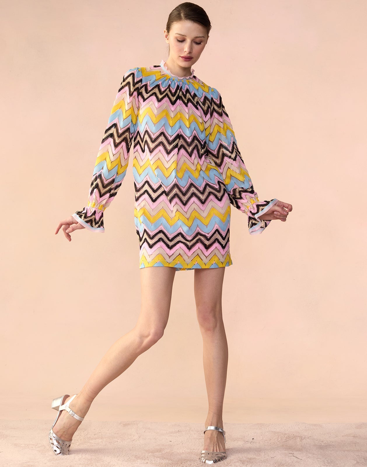 Zigzag Knit Shift Dress - 3