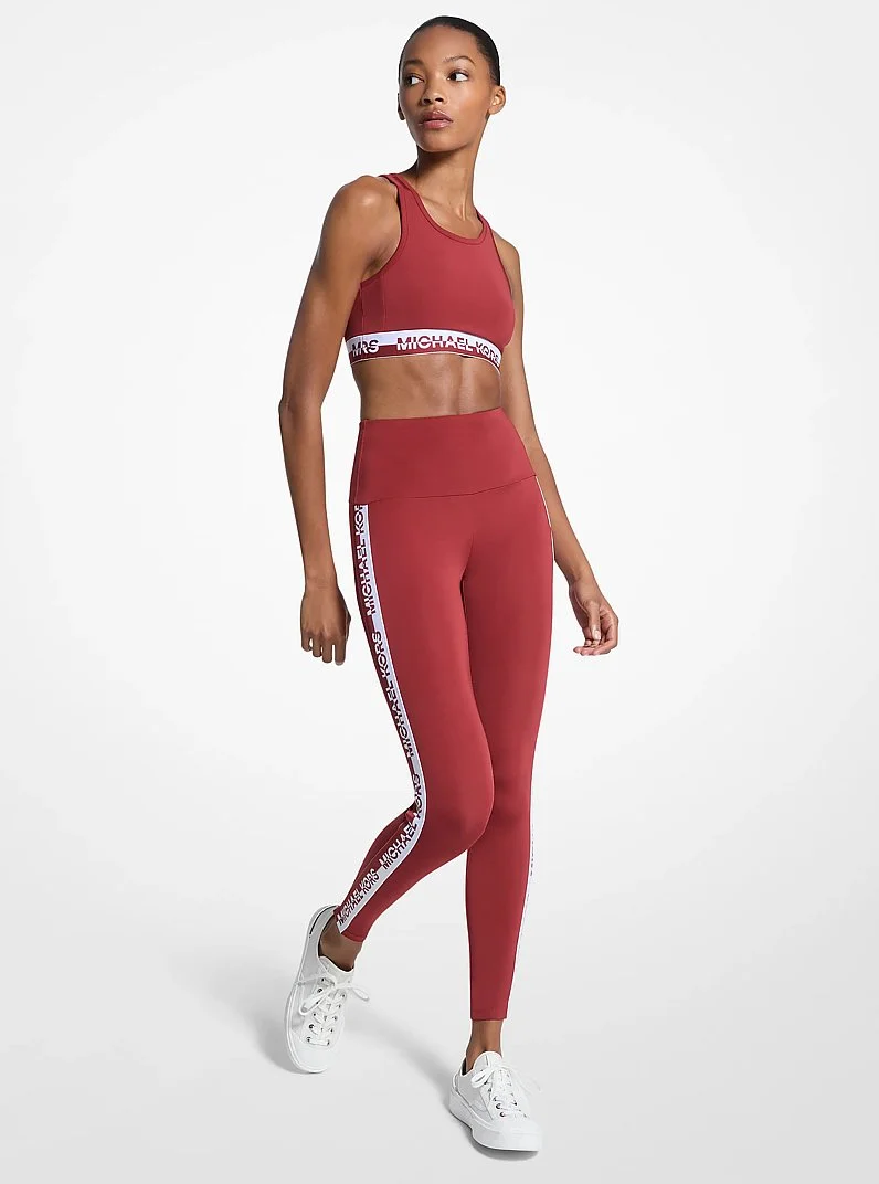 Stretch Knit Logo Tape High-Waisted Leggings - 1