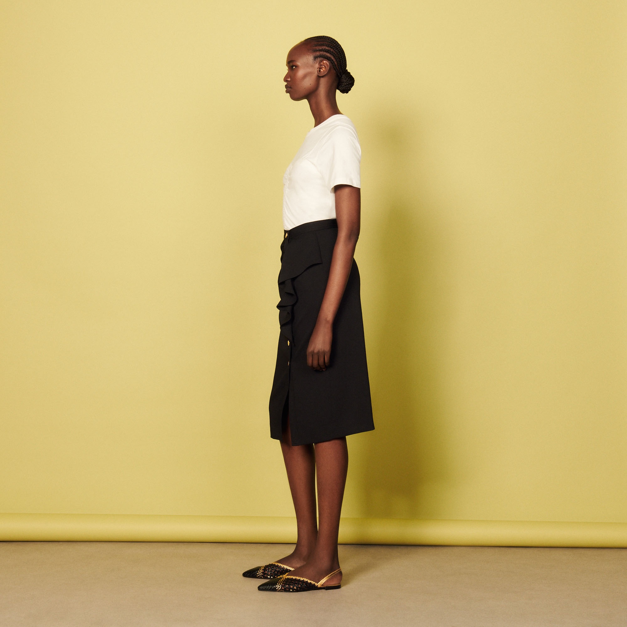 Ruffled midi pencil skirt - 4