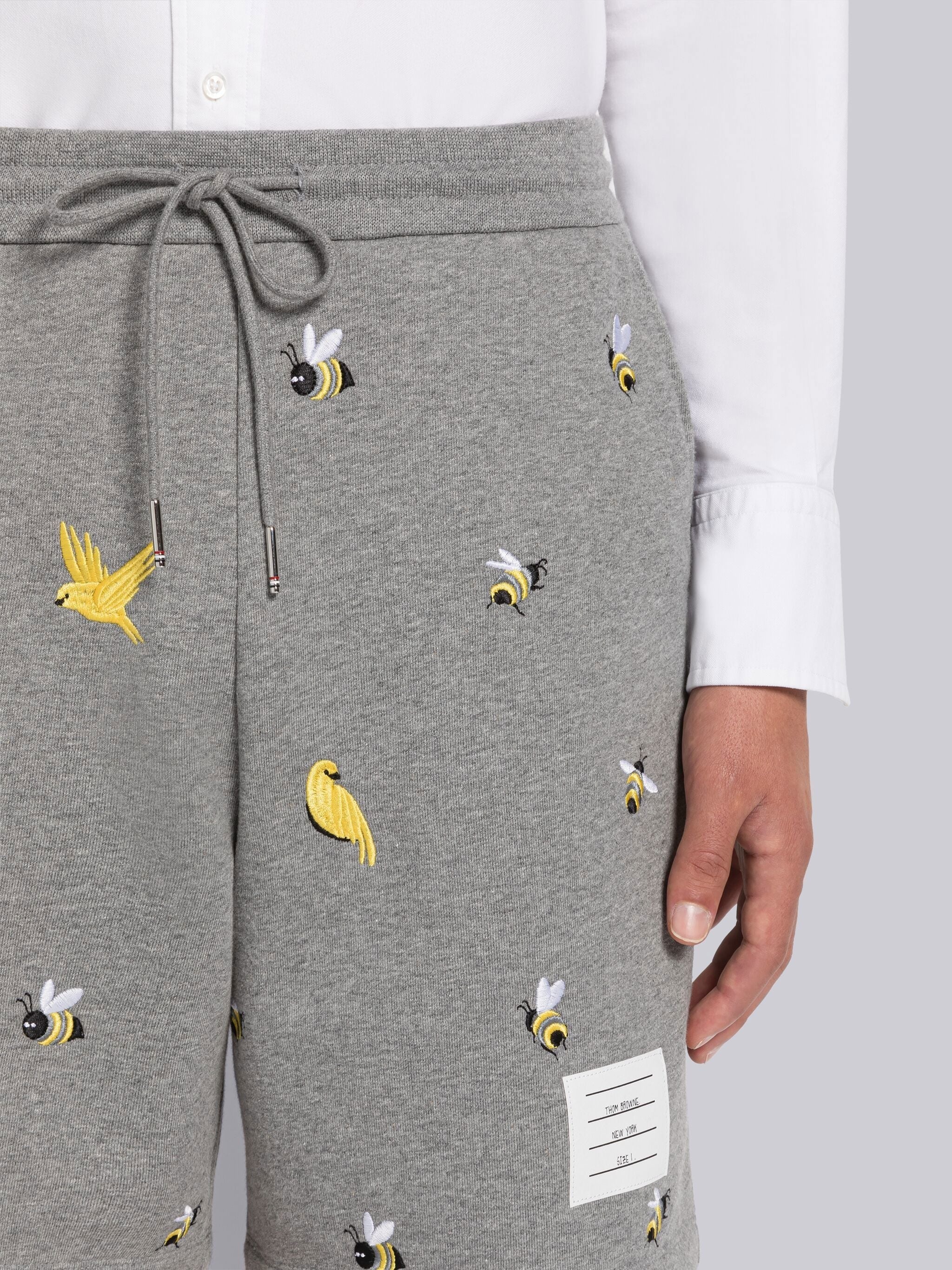 COTTON LOOPBACK BIRDS AND BEES EMBROIDERED SWEATSHORTS - 5