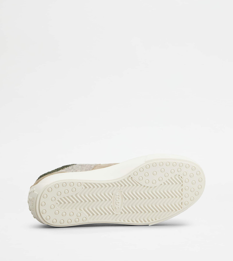 SNEAKERS IN SUEDE AD KNIT - BEIGE, GREEN 5