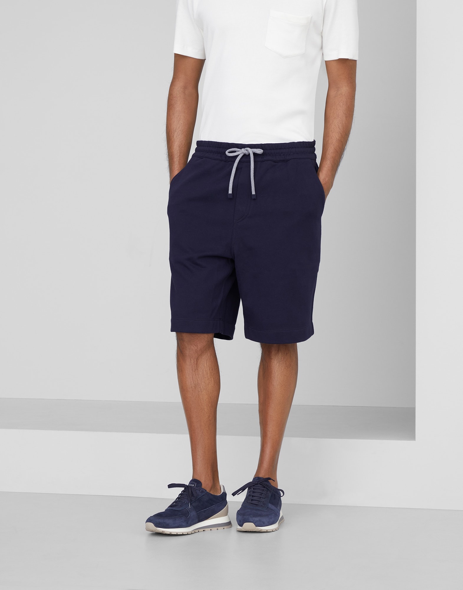 Techno cotton French terry Bermuda shorts - 1