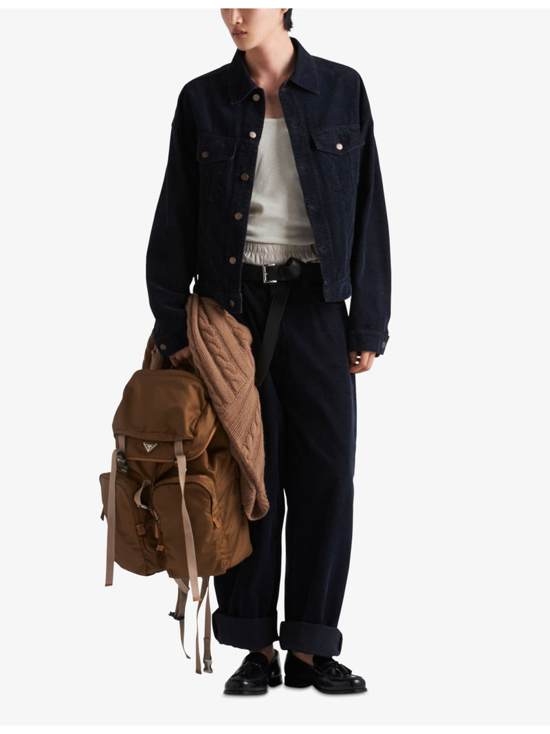 Prada Logo-badge regular-fit corduroy jacket outlook