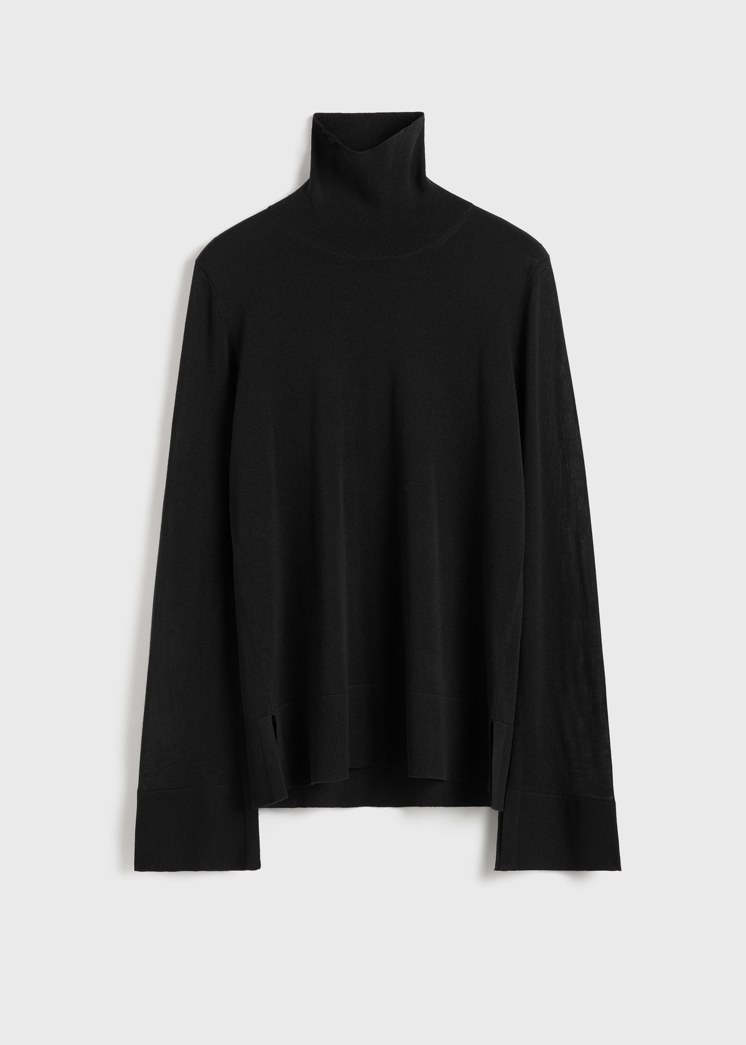 Slit sleeve turtleneck black - 1