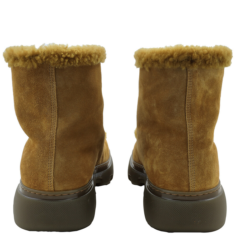 Burberry Shearling-Trim Suede Creeper Boots - 4