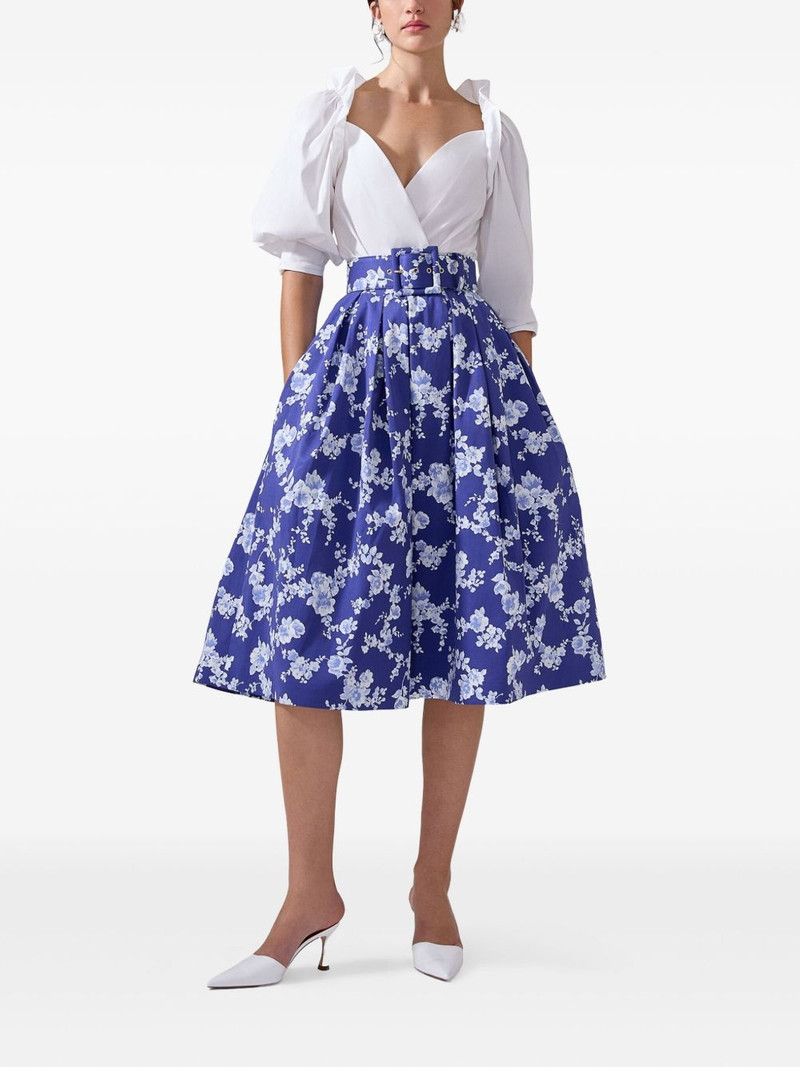 CAROLINA HERRERA bishop-sleeve tied-waist top outlook