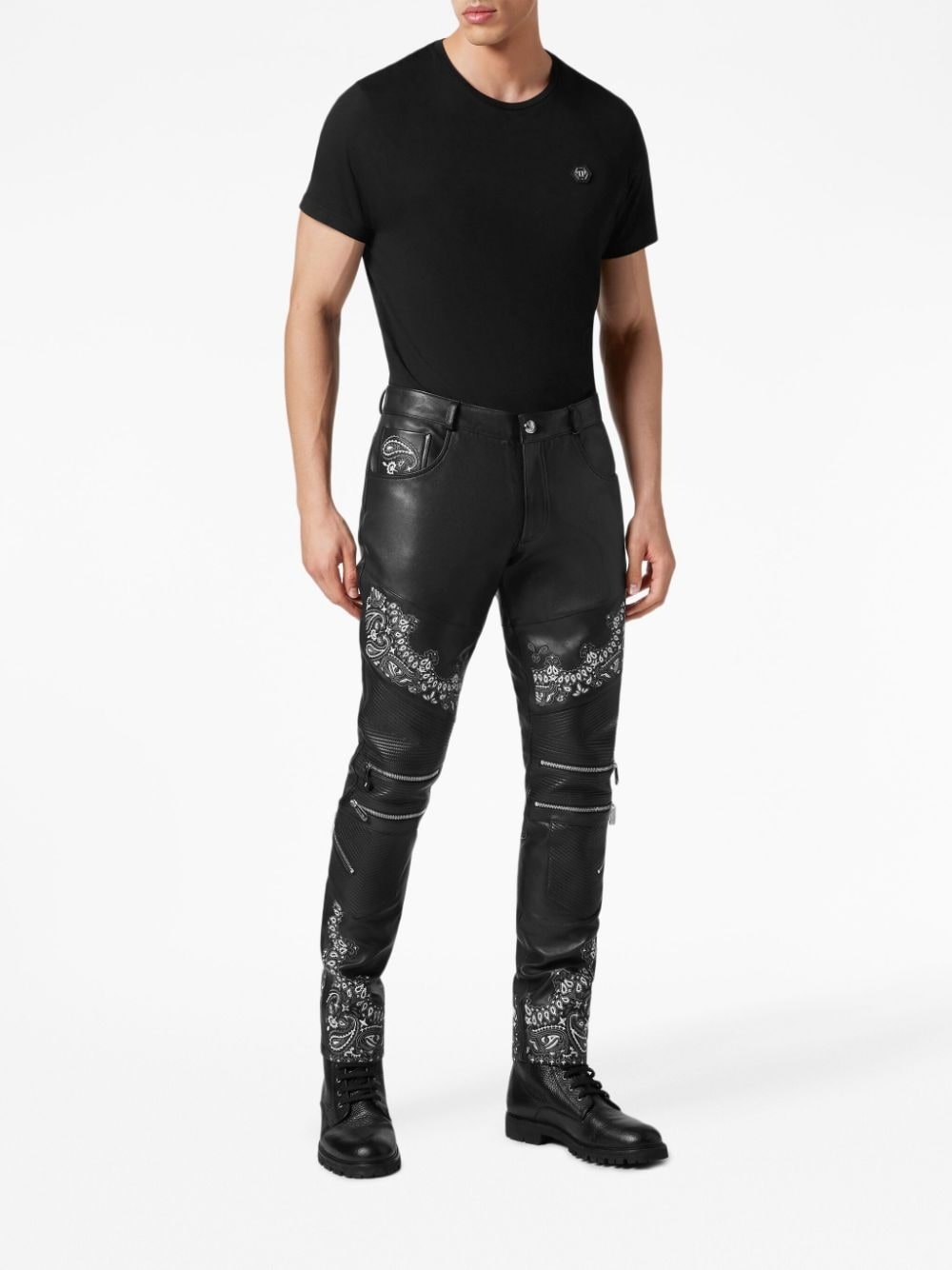 slim-cut leather trousers - 2