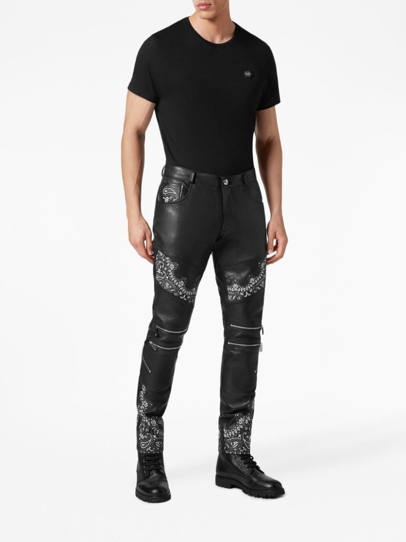 PHILIPP PLEIN slim-cut leather trousers outlook