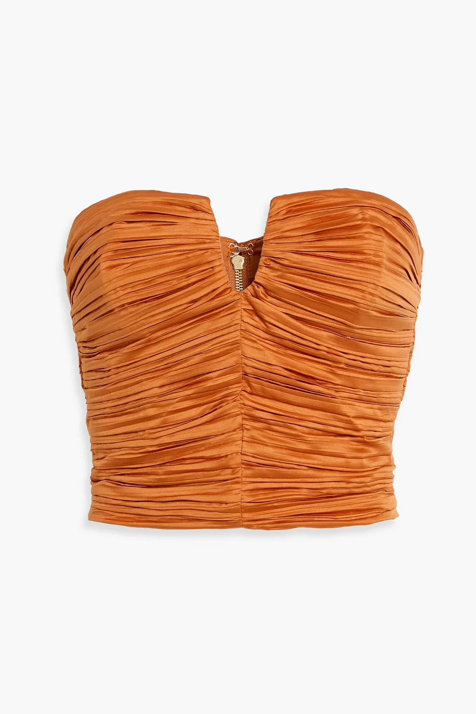 Maria strapless plissé-satin top - 1
