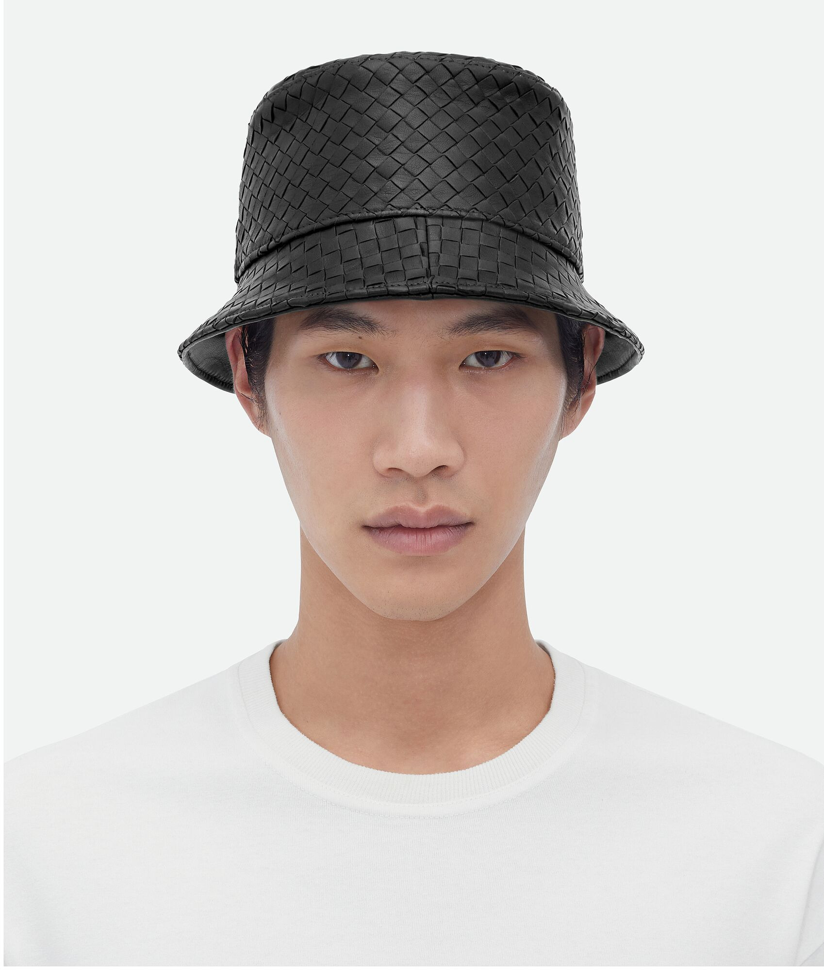 intrecciato leather bucket hat - 5