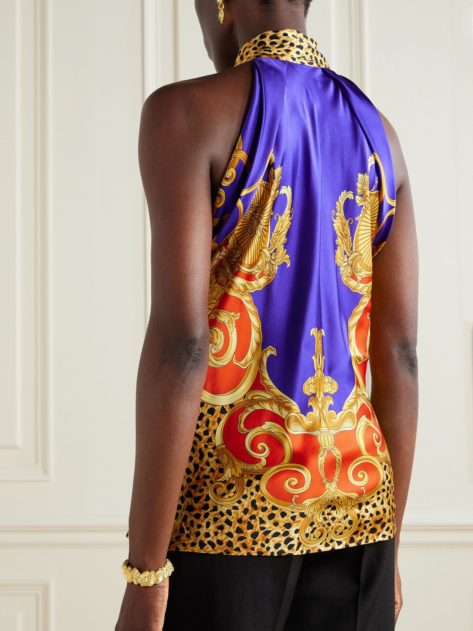 Tie-detailed printed silk blouse Multi - 4