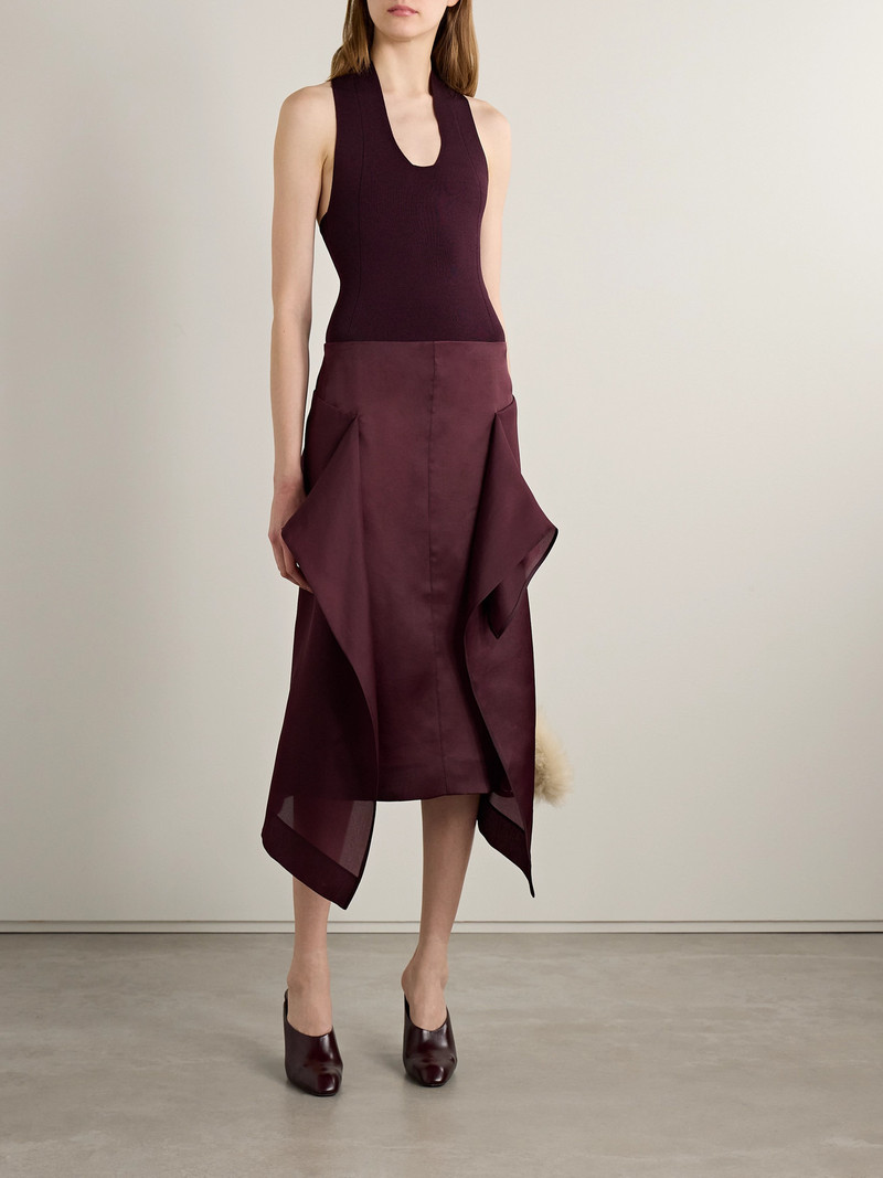 KHAITE Nina Asymmetric Draped Silk-organza Midi Skirt outlook