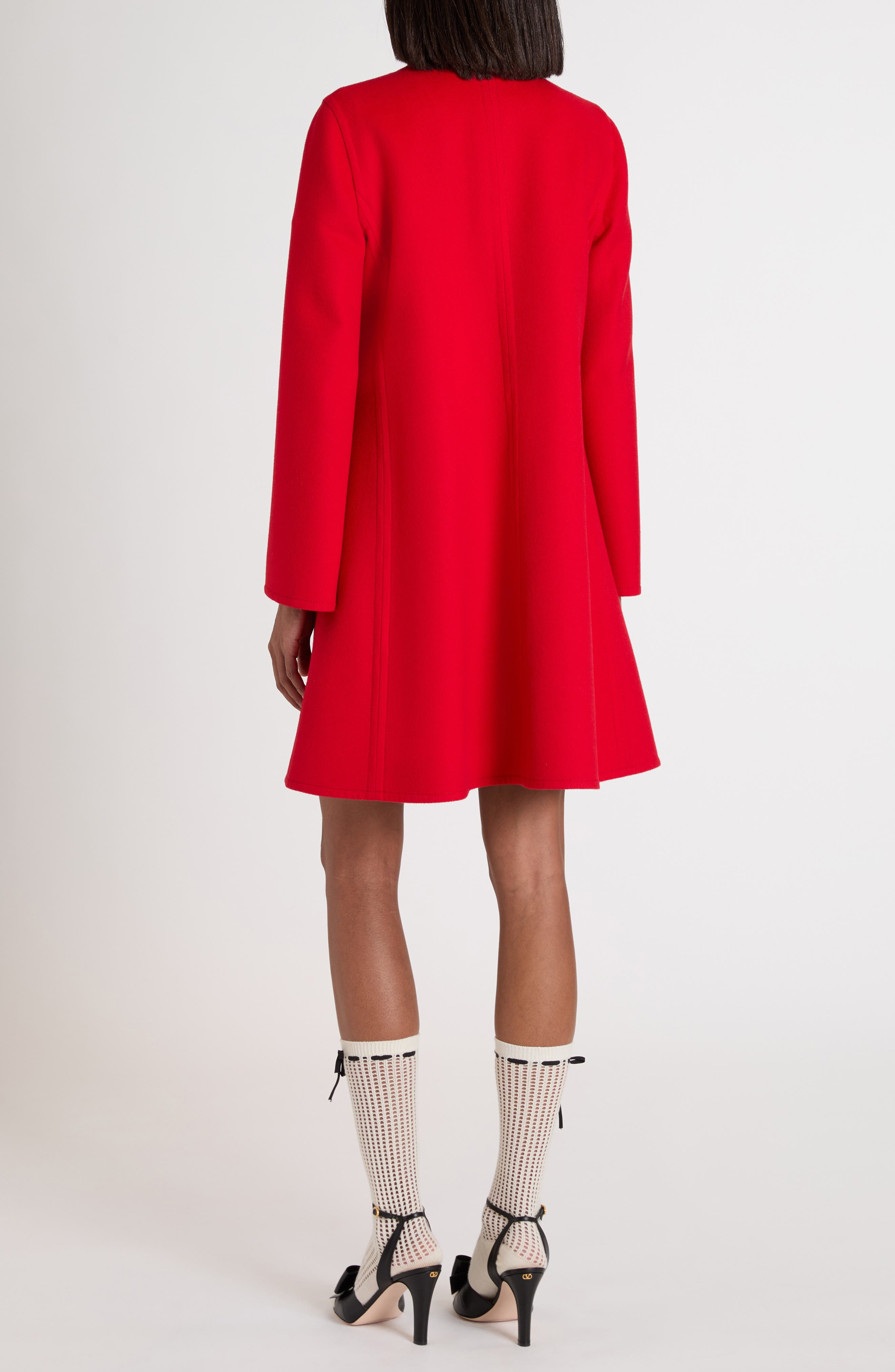 Valentino Garavani Virgin Wool & Cashmere Broadcloth Trapeze Coat in Dark Red at Nordstrom - 2
