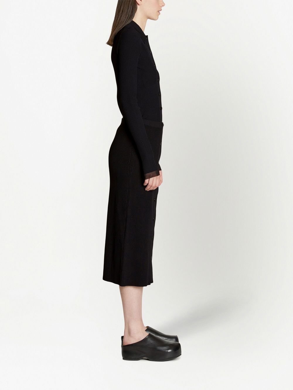 ribbed-knit button-front skirt - 3