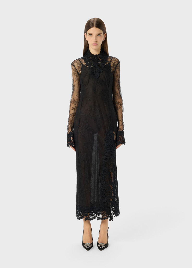 Blumarine CHANTILLY LACE MIDI DRESS WITH MACRAME outlook