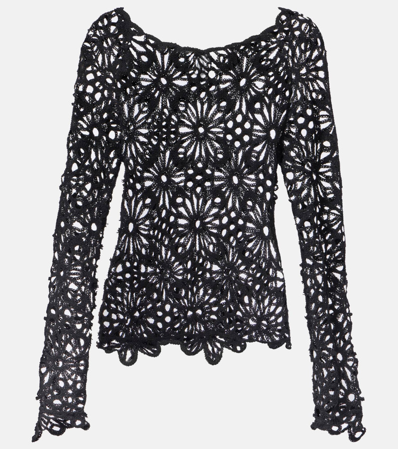 Off-shoulder cotton-blend crochet top 1