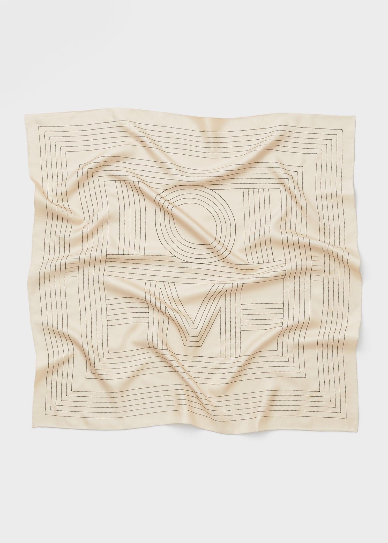 Striped embroidered monogram silk scarf creme - 4