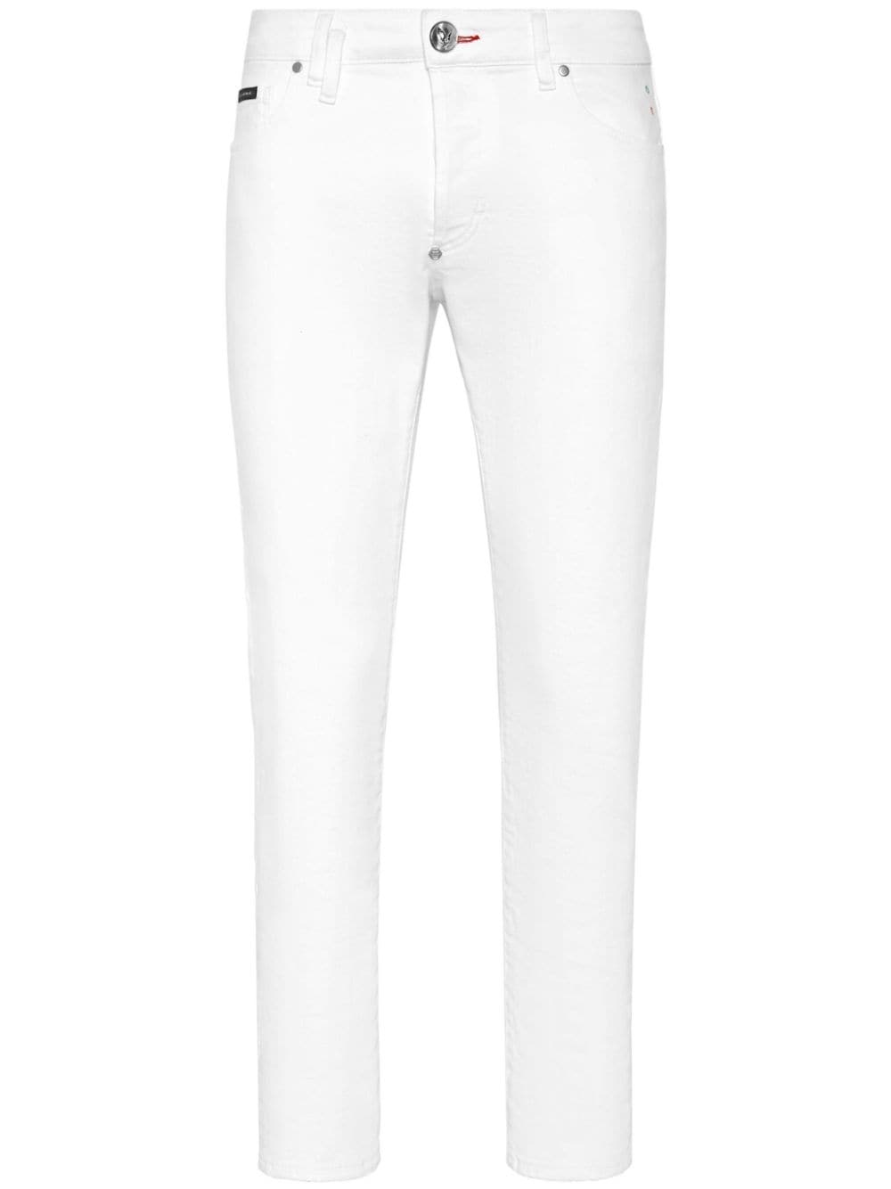 heart-appliquÃ© low-rise skinny jeans - 1